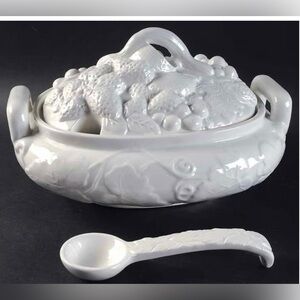 Gibson Vintage White Ceramic Tureen with Ladle